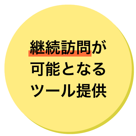 継続訪問が可能となるツール提供