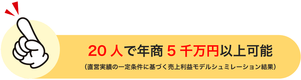 20人で年商5千万円以上可能